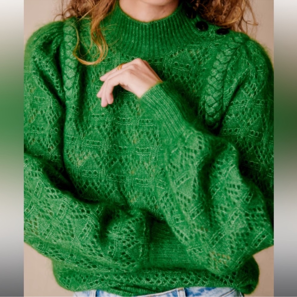 Sezane Green Knit Sweater